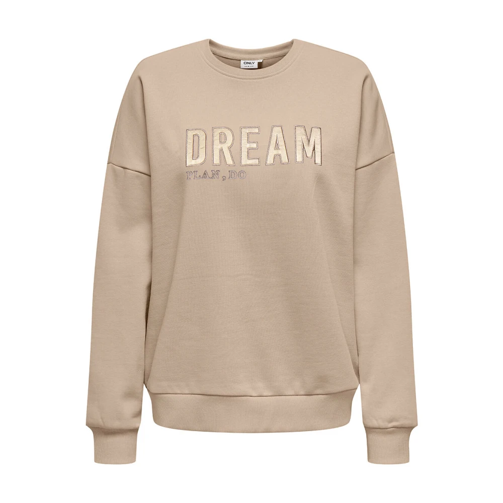 Only Satin O-Neck Sweatshirt Beige Dames