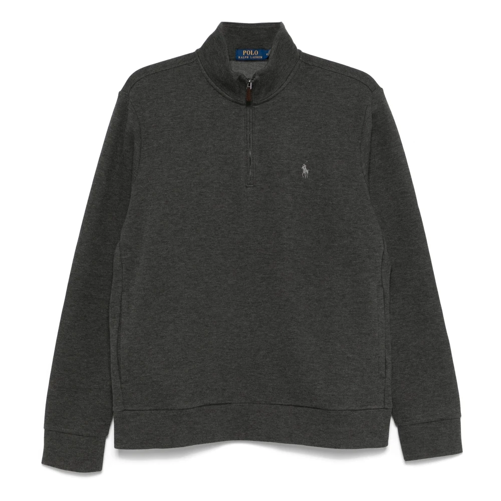 Polo Ralph Lauren Bomull Half-Zip Stickat med Logotyp Gray, Herr