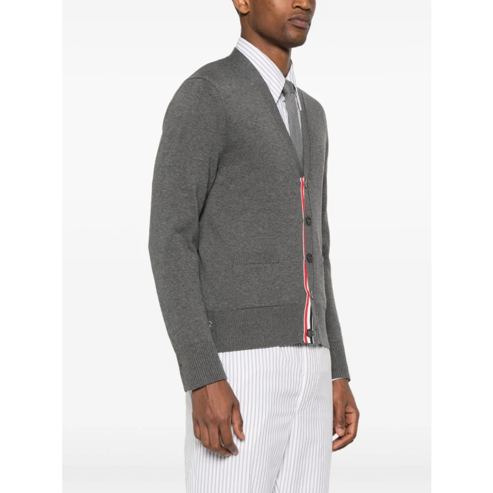 Thom Browne Grijze Sweater met 4-Bar Streep Gray Heren