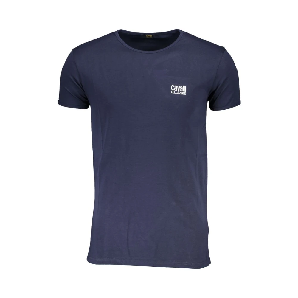 Cavalli Class Men's Blue Crew Neck T-Shirt With Print