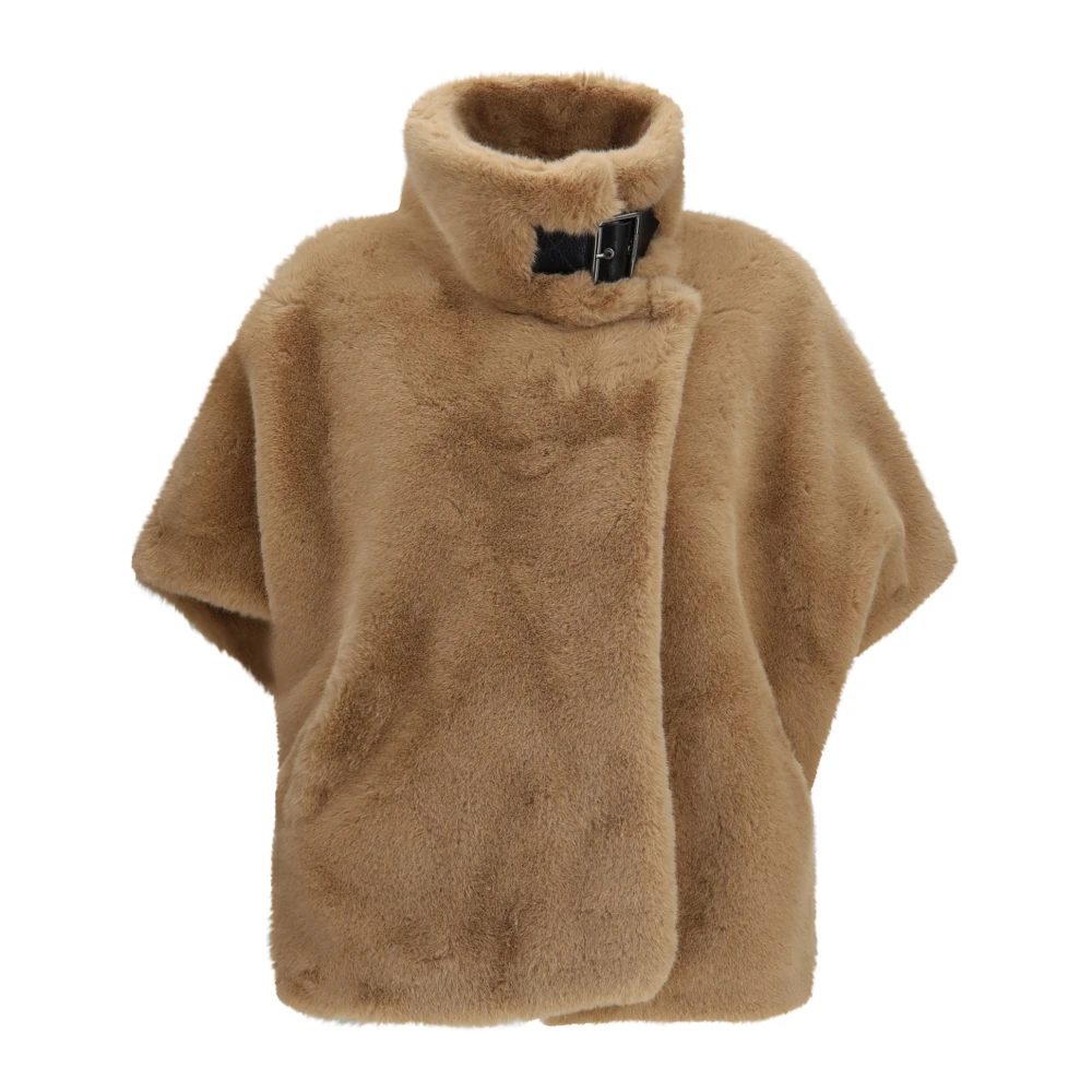 Pinko Damen Beige - Cape In Pelzoptik - M - Bild 3