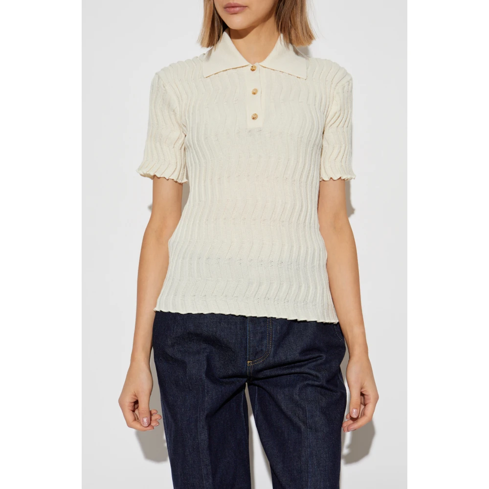 Bottega Veneta Wollen Polo Beige Dames