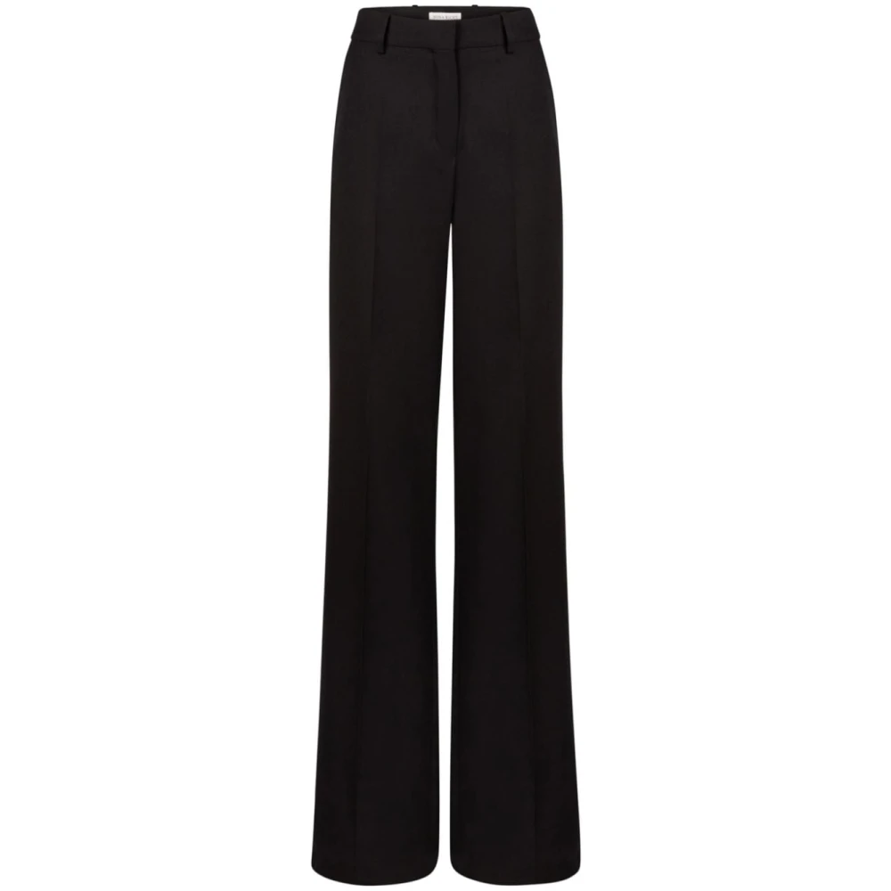 Nina Ricci Zwarte Wollen Broek Geperste Plooi Black Dames