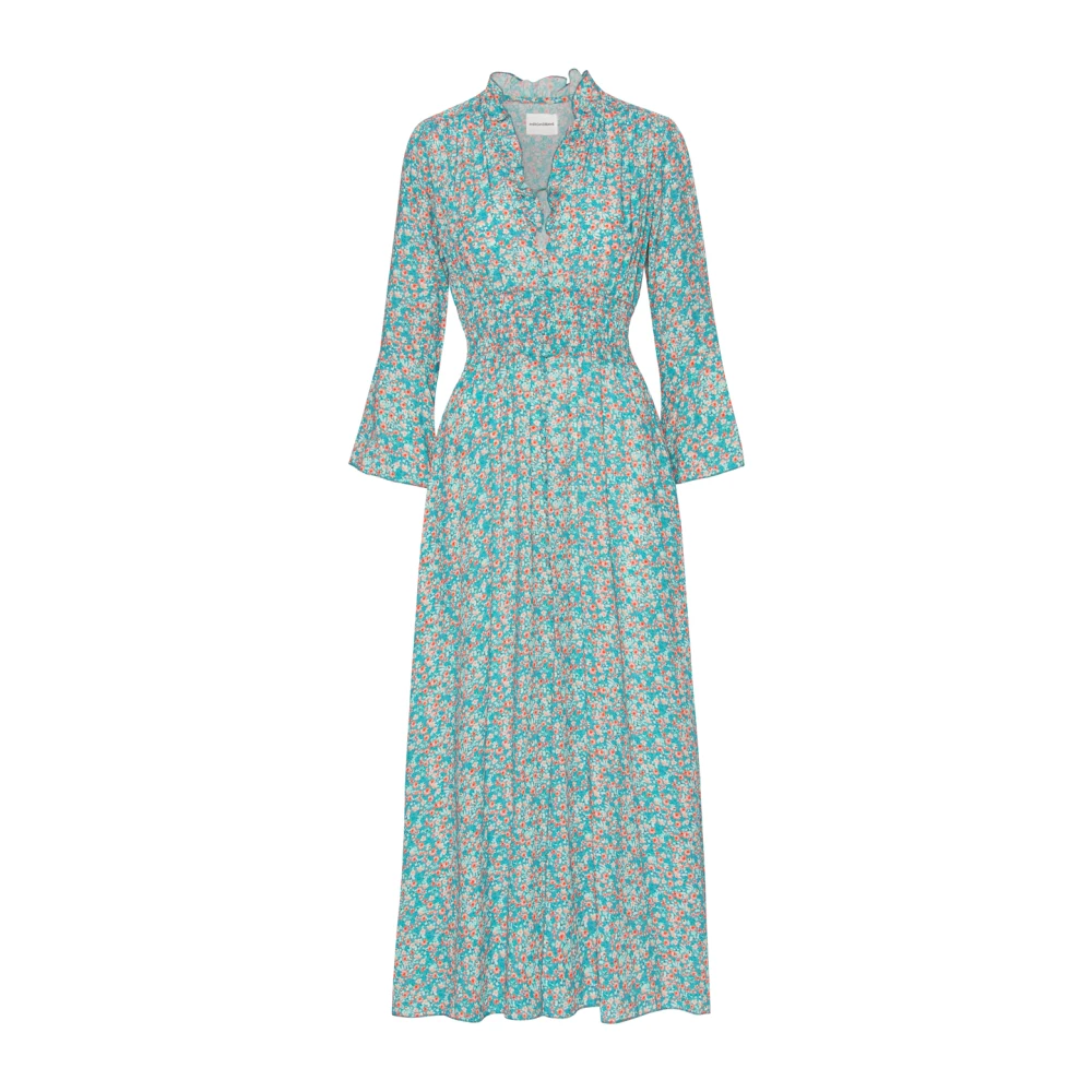American Dreams Turquoise Multiflower Lange Jurk met Smock Taille Green Dames