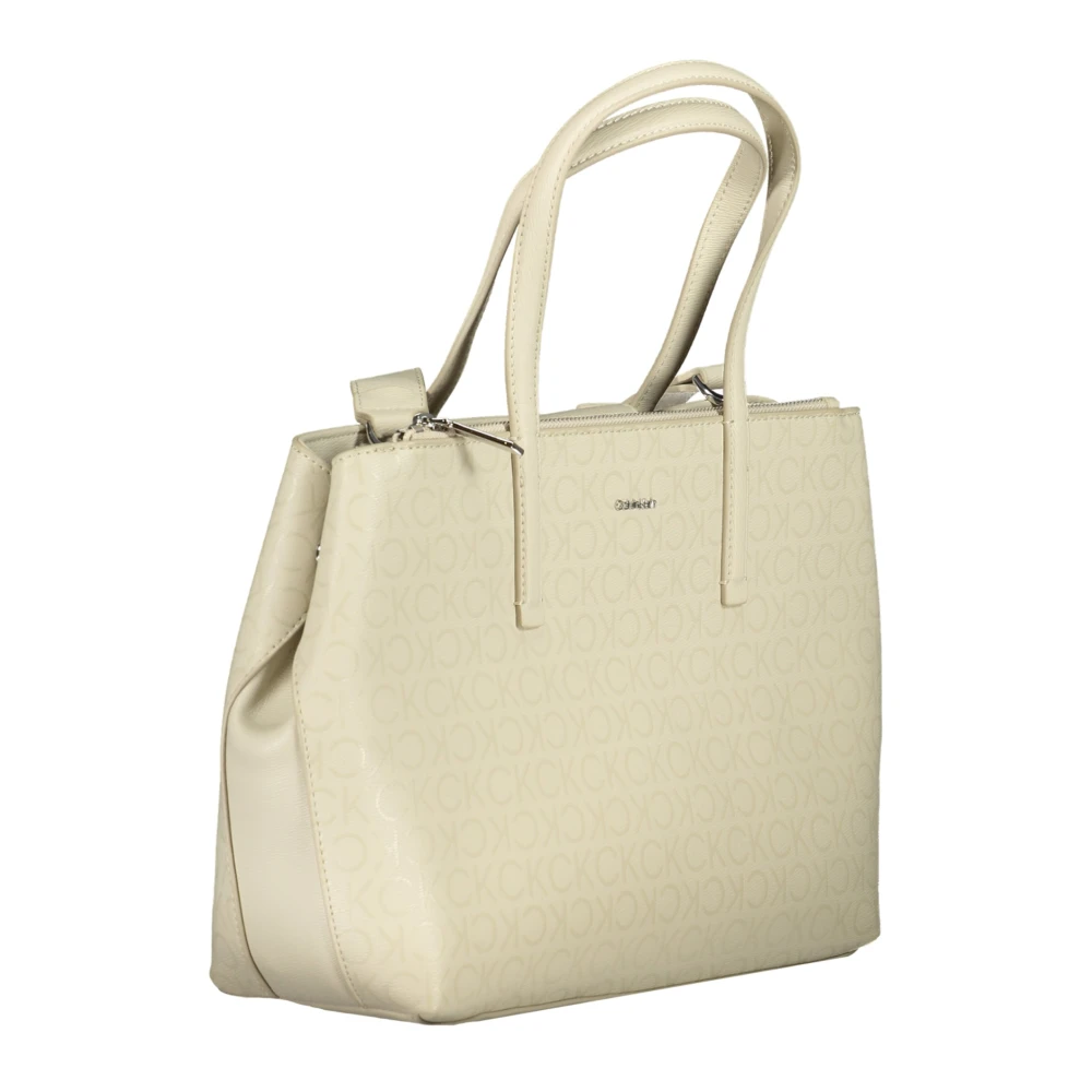 Calvin Klein Beige Handtas met Verstelbare Band Beige Dames