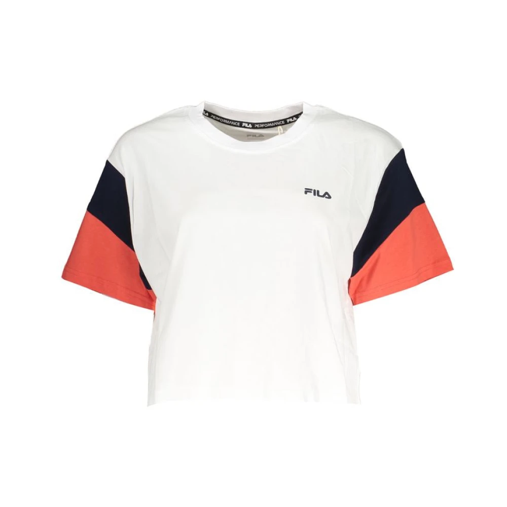 Fila Wit Katoenen Motief T-shirt met Contrastdetails White Dames