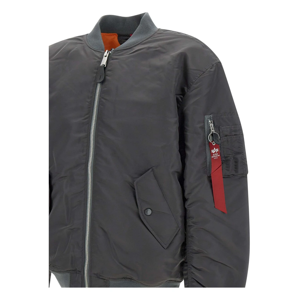 alpha industries Antracietgrijze Bomberjack met Oranje Voering Gray Heren