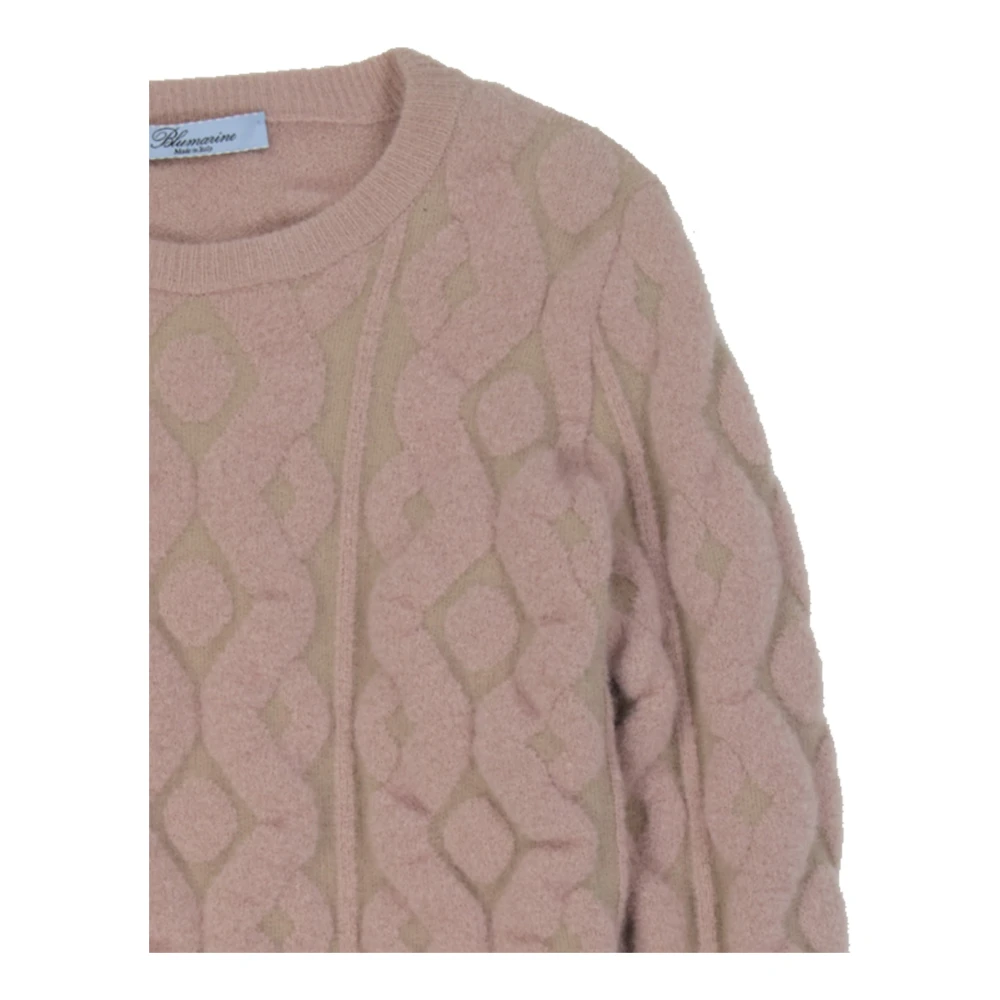 Blumarine Wollen trui met mix Crew Neck Pink Dames