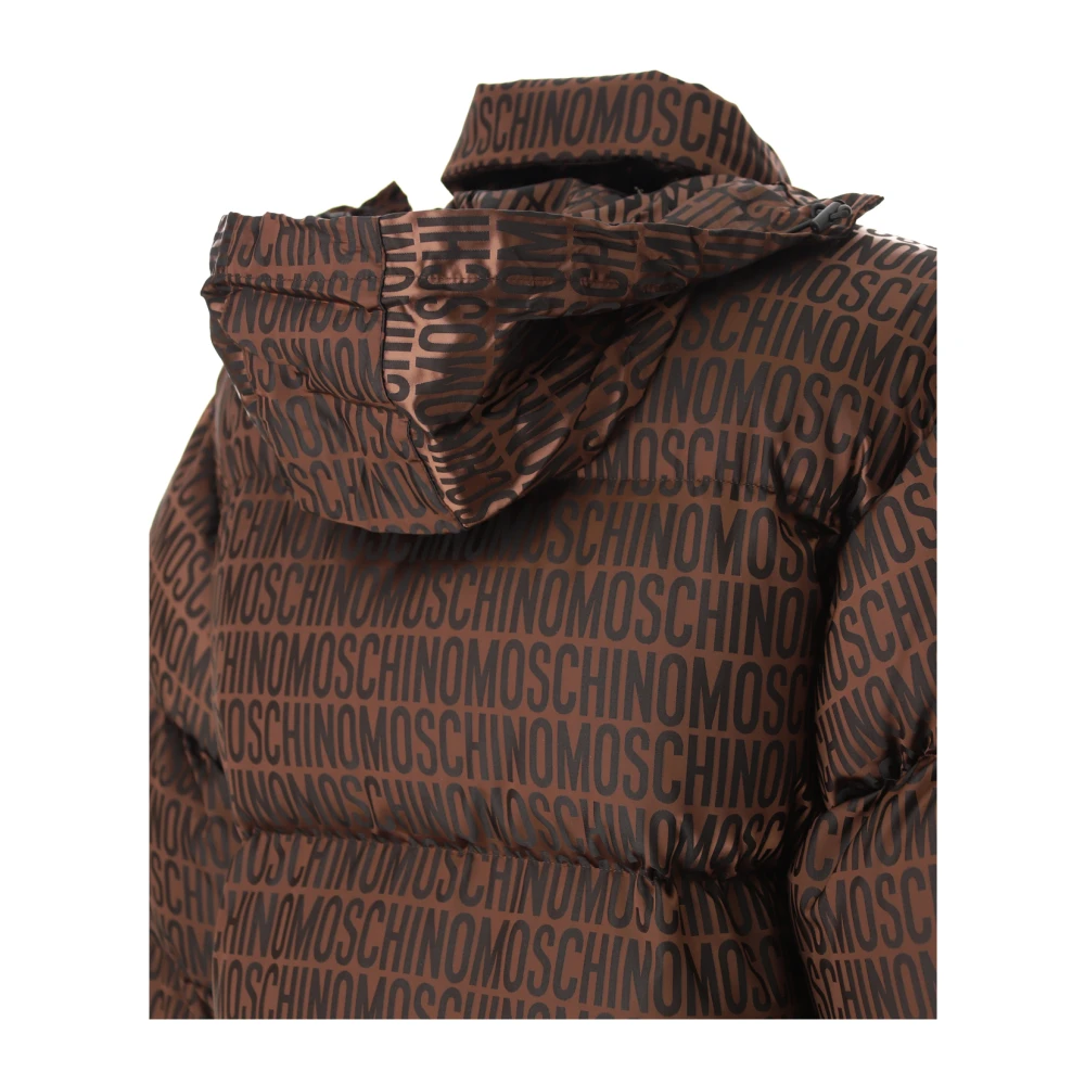 Moschino Logo Puffer Jas in Bruin Brown Heren