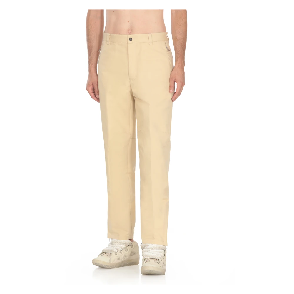 Lanvin Beige Katoenen Broek met Ritszakken Beige Heren