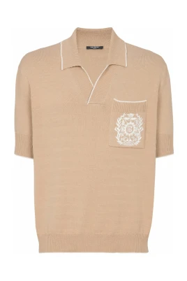 Broderad stickad polotröja