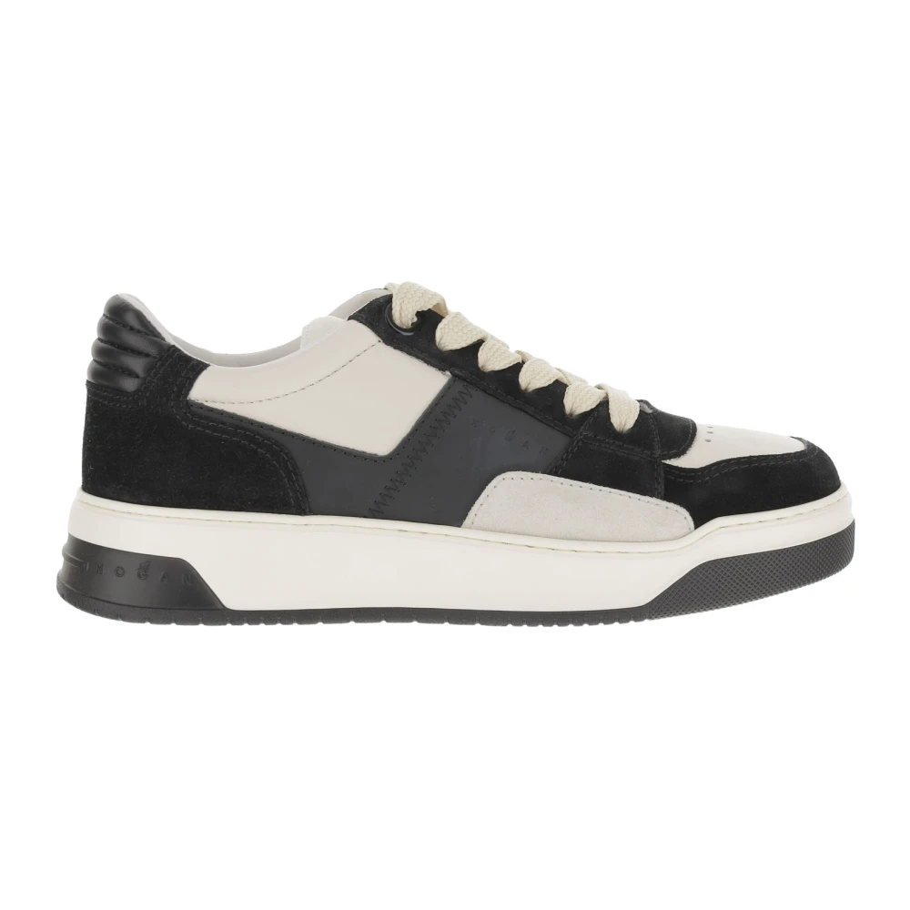 Hogan Leren Sneakers met Suède Inzetstukken Heren Schoenen Zwart