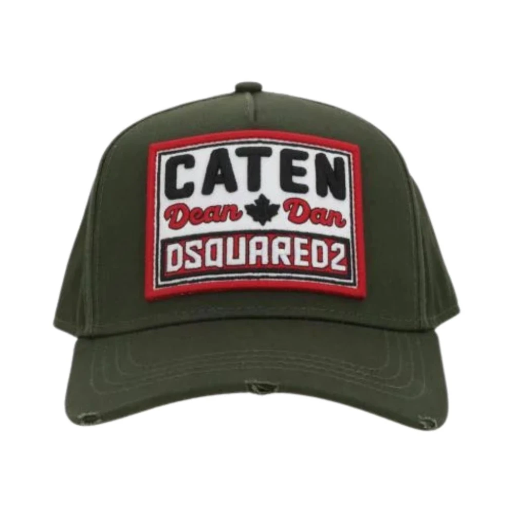 Dsquared2 Men's Green Hat With Caten Patch - Hats & Caps - One Size - Accessories