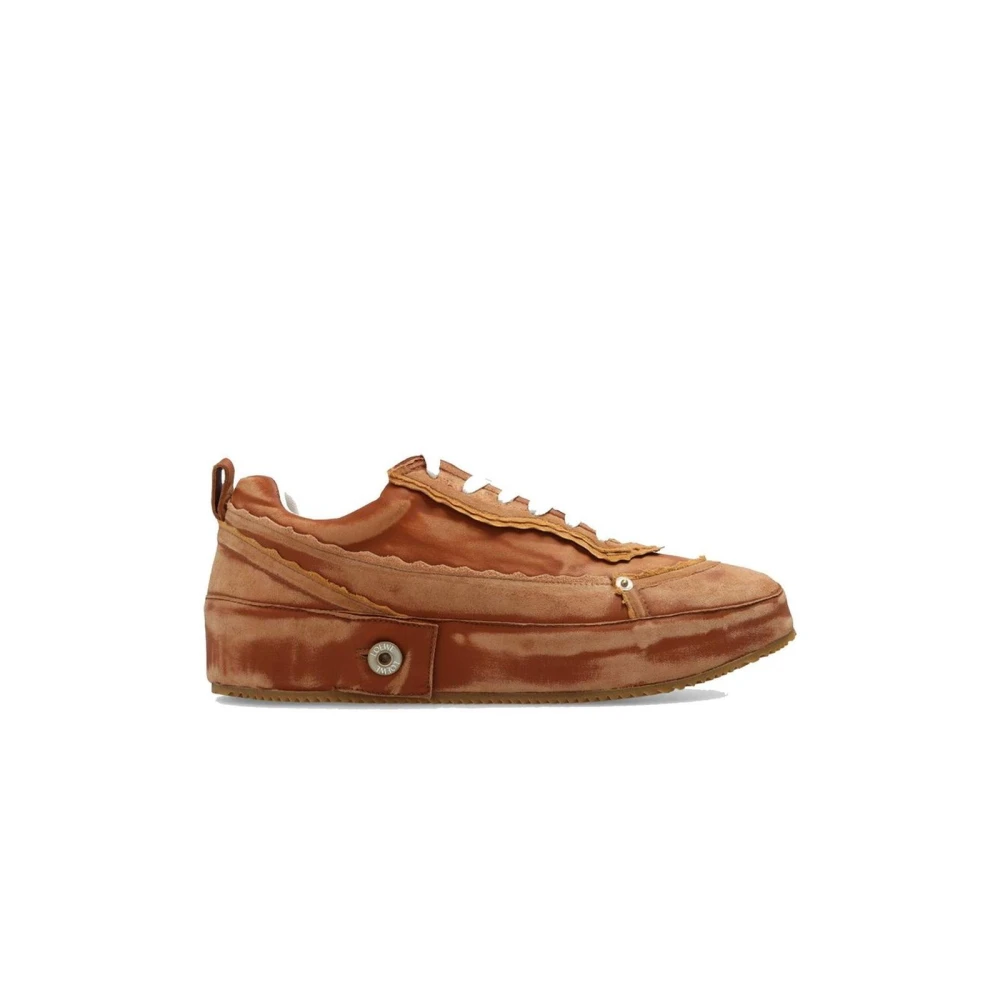 Loewe Men's Brown Calfskin Platform Sneakers With Chunky Sole