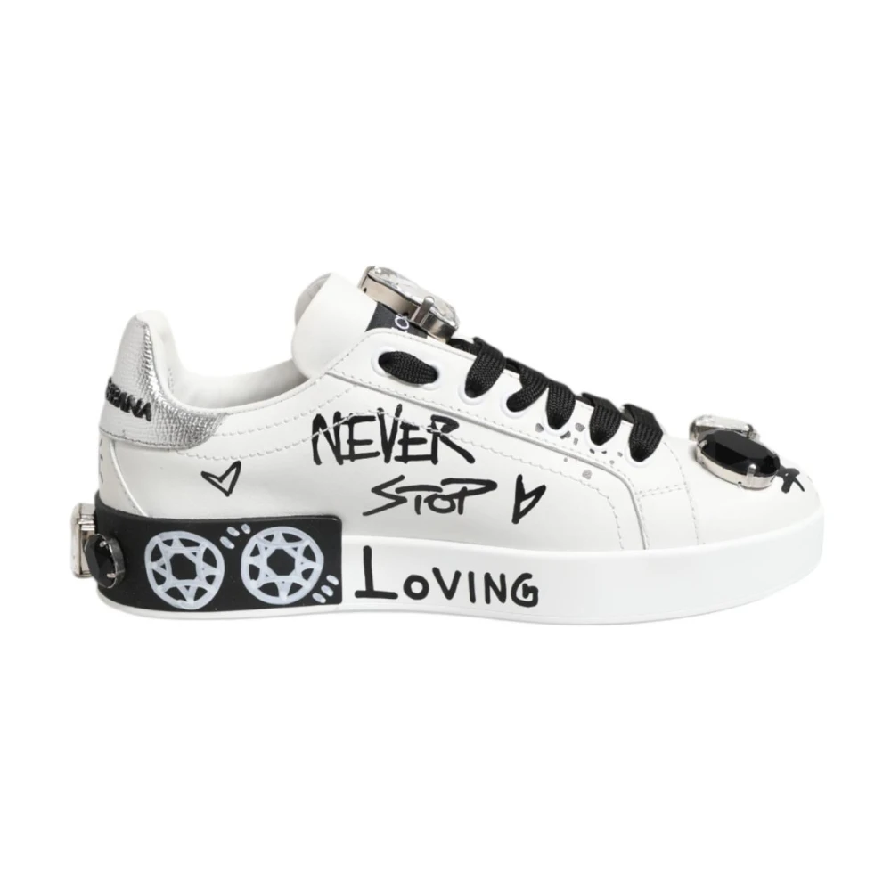 Dolce & Gabbana Women's White Sneakers, 2 Uk, Crystal Embellished Trainers