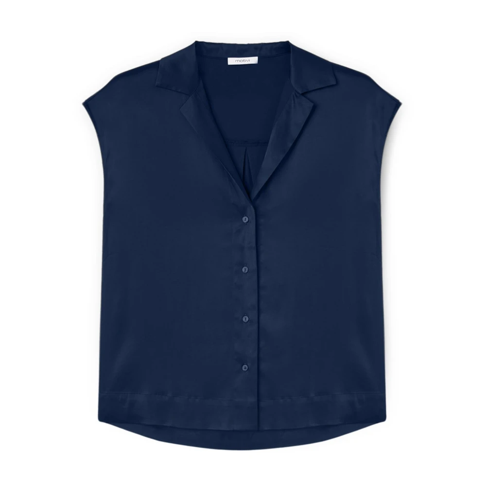 Motivi Satin Kimono Blouse met Vleermuismouwen Blue Dames