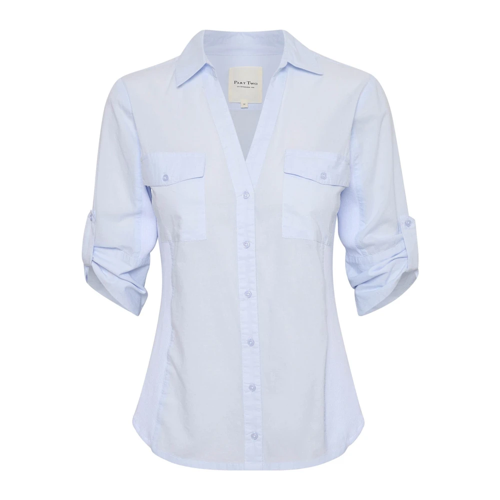Part Two Women's Blue Heather Cotton Shirt Cortniapw Sh Blouse - Shirts - L - Blouses & Shirts