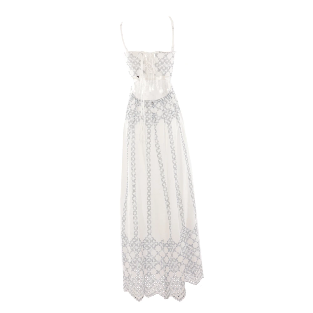 Raquel Diniz Kanten Lange Jurk met Cut-Out Gray Dames