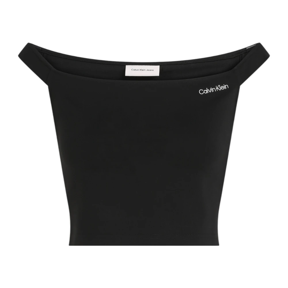 Calvin Klein Jeans Women's Black Boat Neck Sleeveless Top