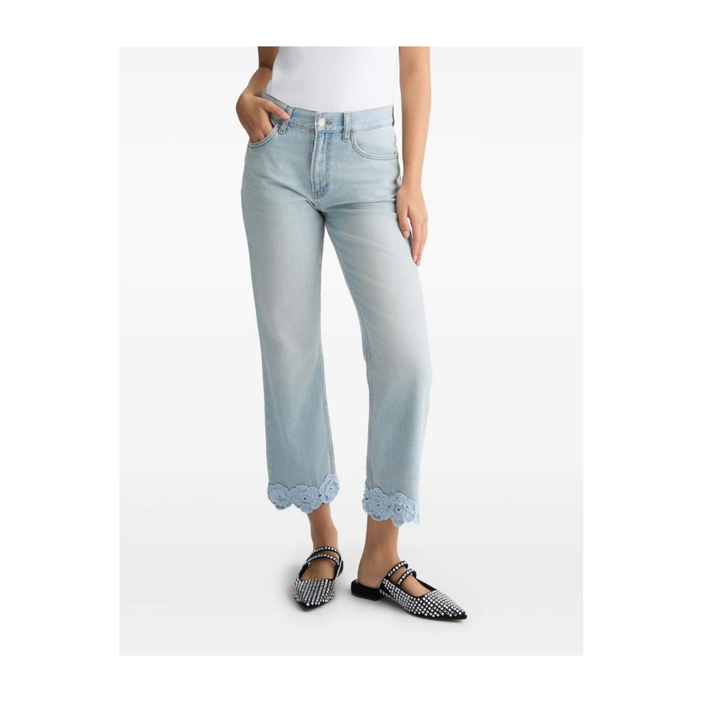 Liu Jo Witte Crochet Trim Broek Blue Dames