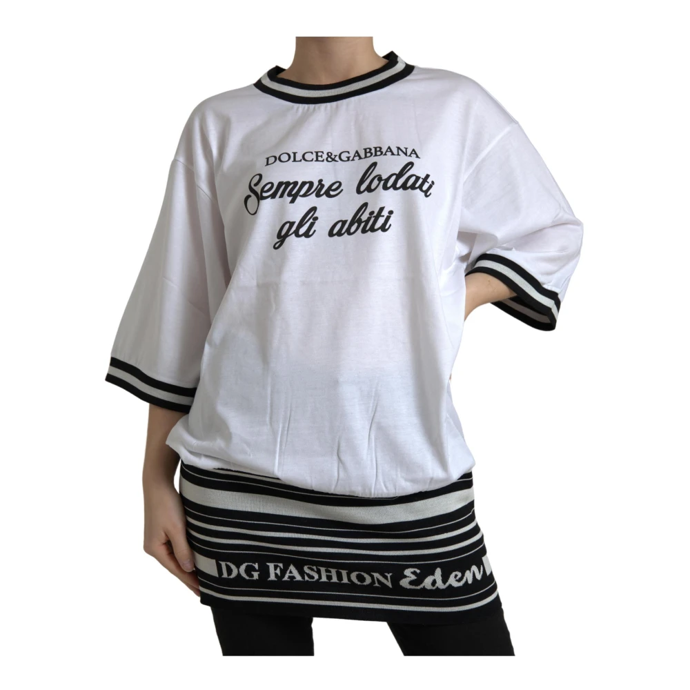 Dolce & Gabbana White Cotton DG Fashion Crew Neck Tee T-shirt - IT40|S - Image 2