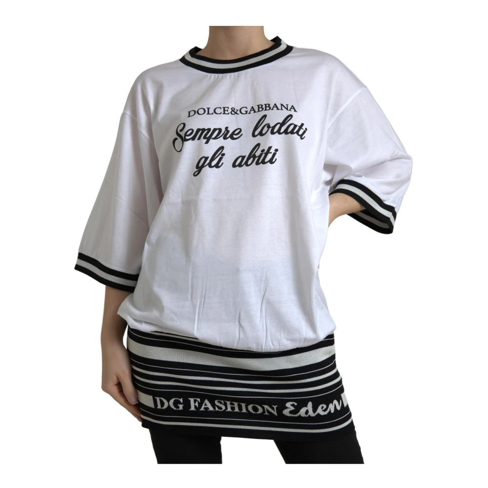 Dolce & Gabbana Authentiek Crew Neck Print T-shirt White Dames