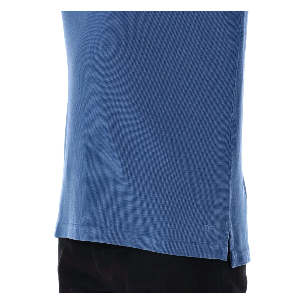Tom Ford Piqué Polo Shirt Blue Heren