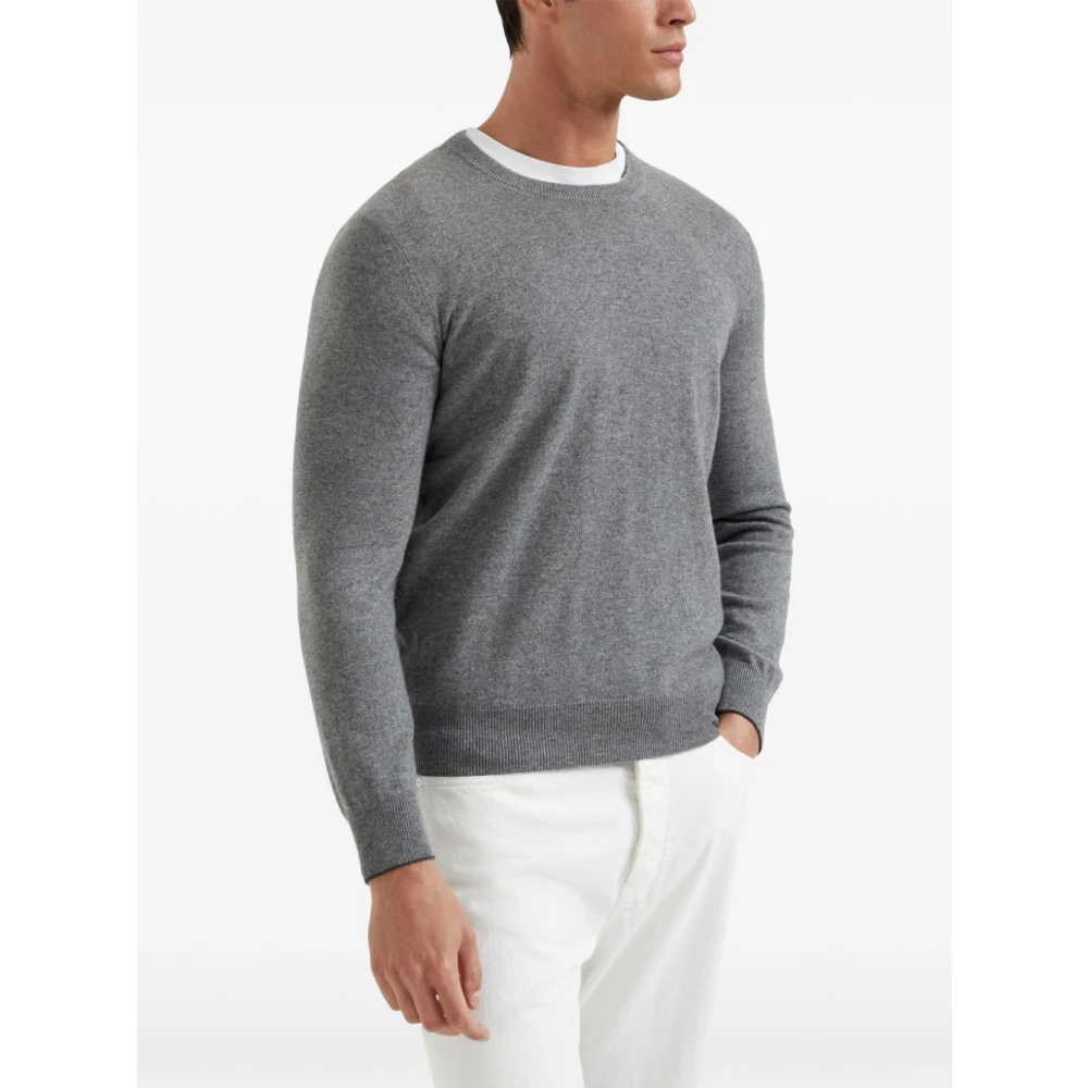 BRUNELLO CUCINELLI Grijze Crew Neck Sweater Gray Heren