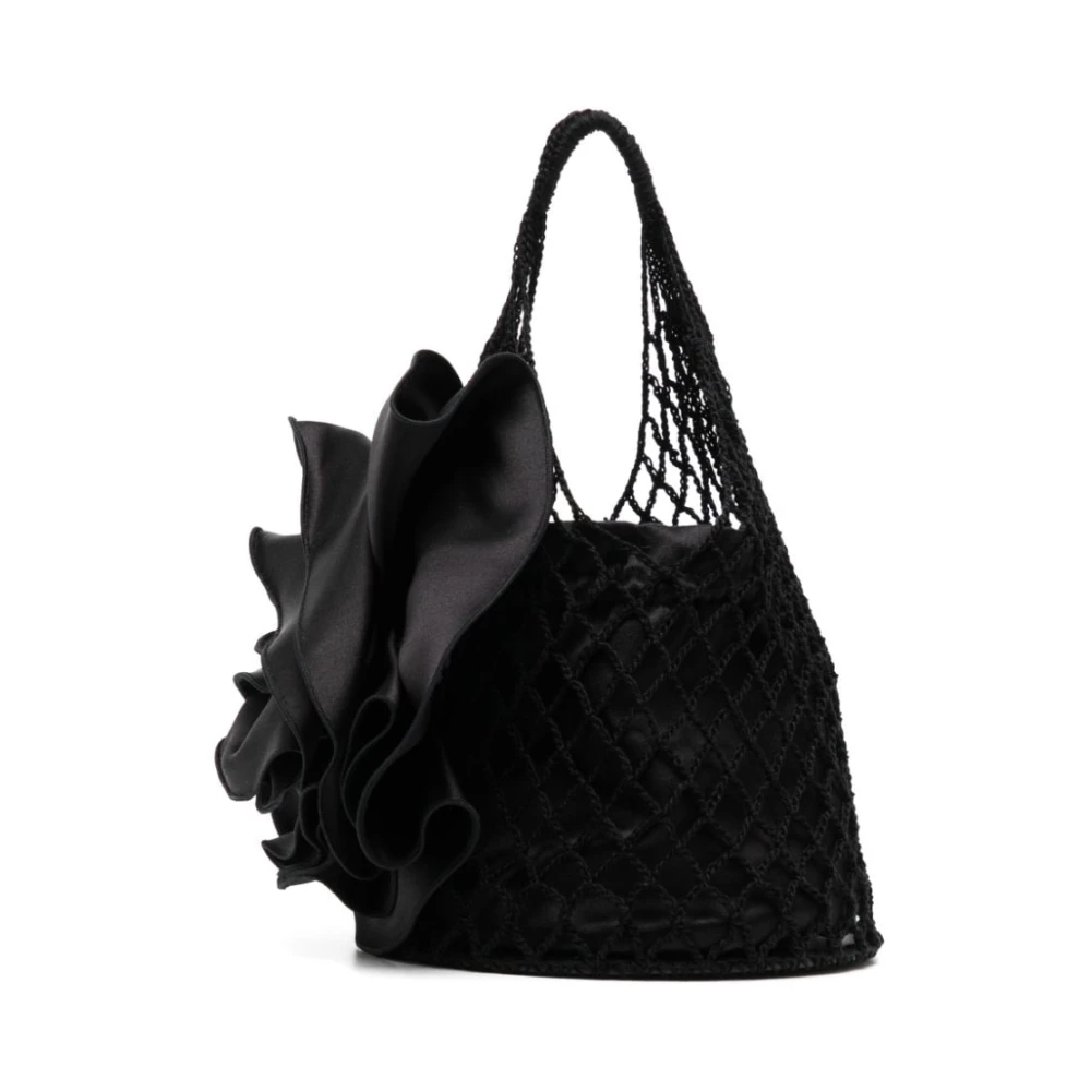Magda Butrym Gehaakte Bloem Mini Tas Zwart Black Dames