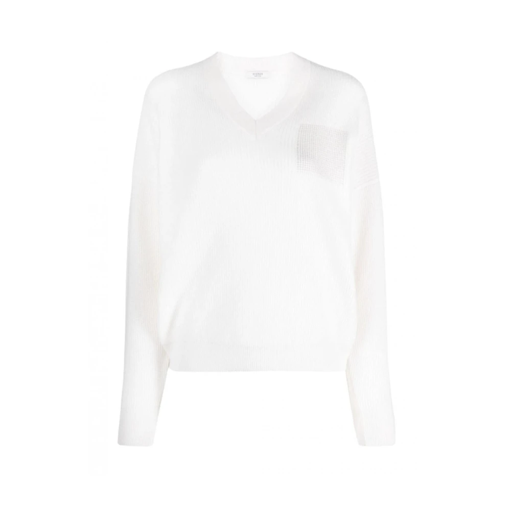 PESERICO Gebreide trui voor dames met metallic draad White Dames