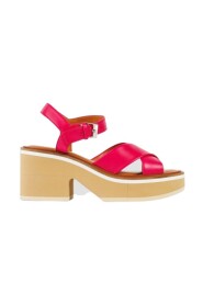 Fushia leather platform sandals - Colour: Rose