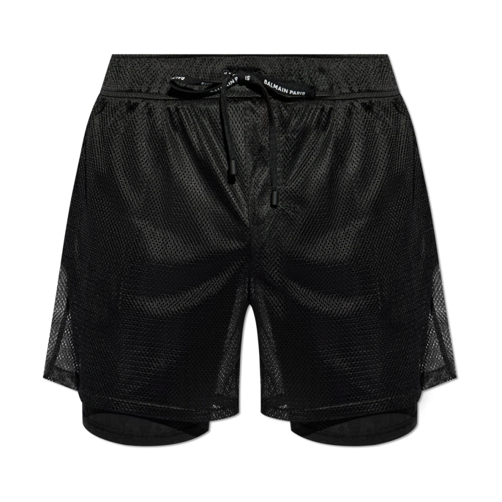 Balmain Geperforeerde shorts Black Heren