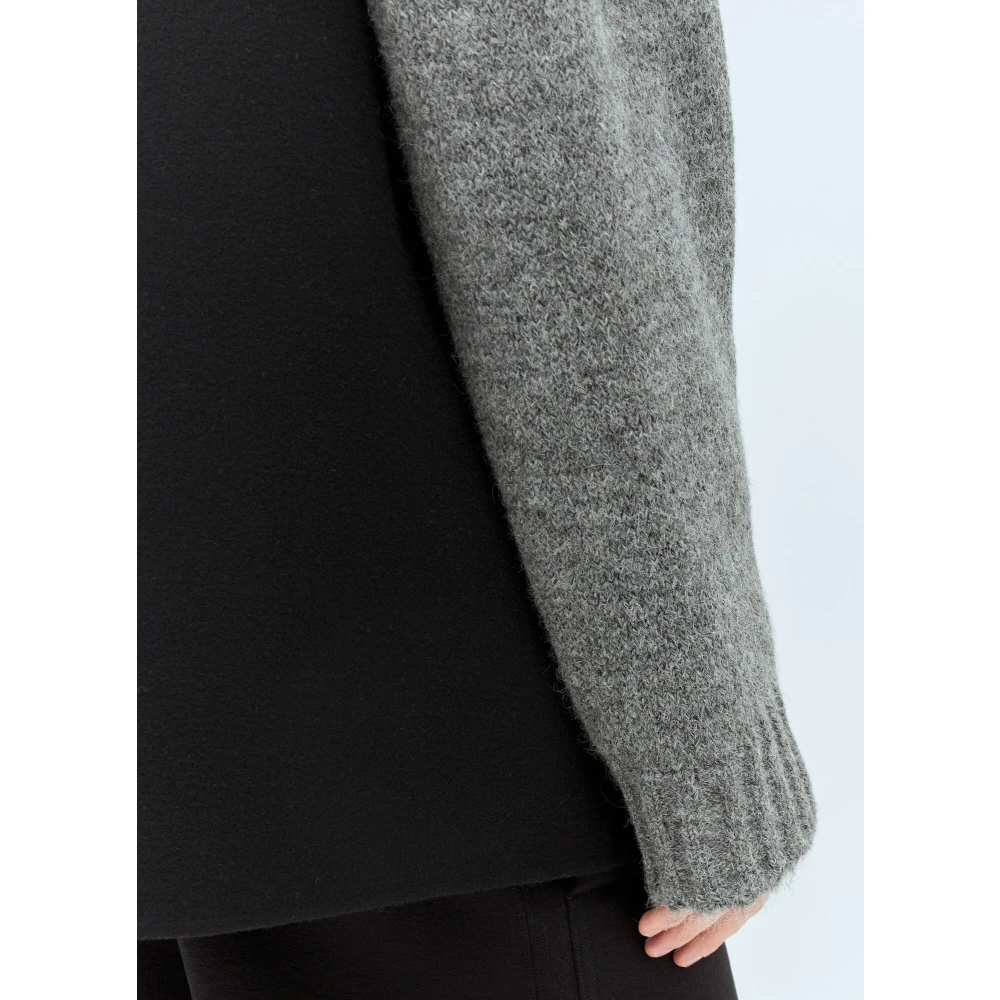Jil Sander Wollen jas met gebreide mouwen Black Heren
