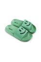 chaussons-verts-avec-smiley-et-semelle-en-caoutchouc