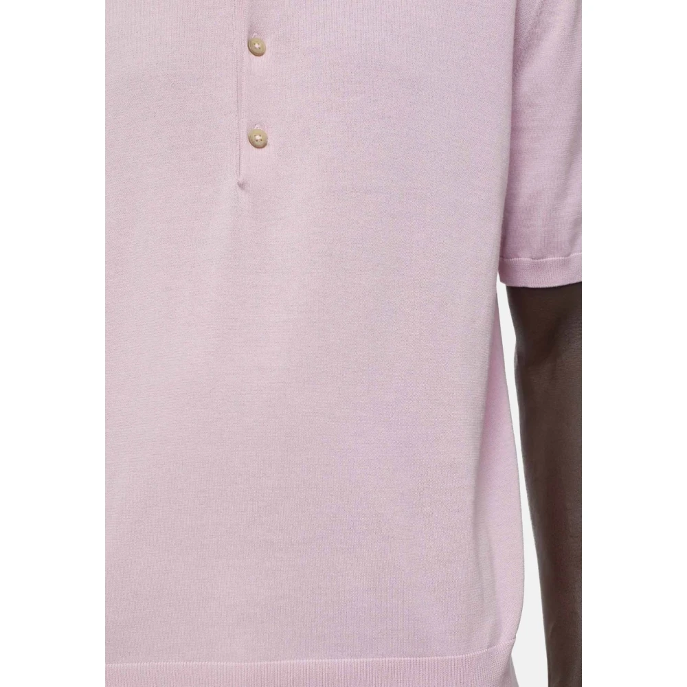 closed Katoenen Jersey Polo Shirt met 4 Knopen Pink Heren