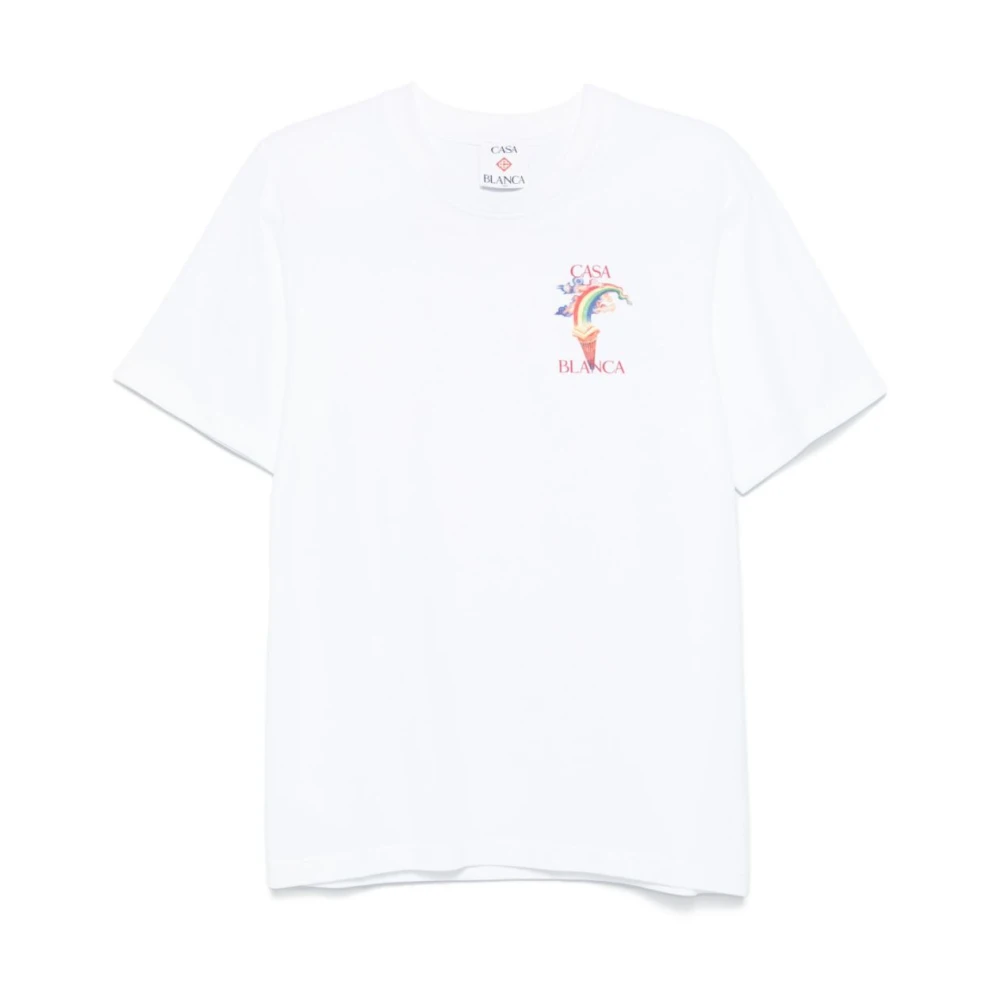 Casablanca Wit Logo Print Crew Neck T-shirt White Heren
