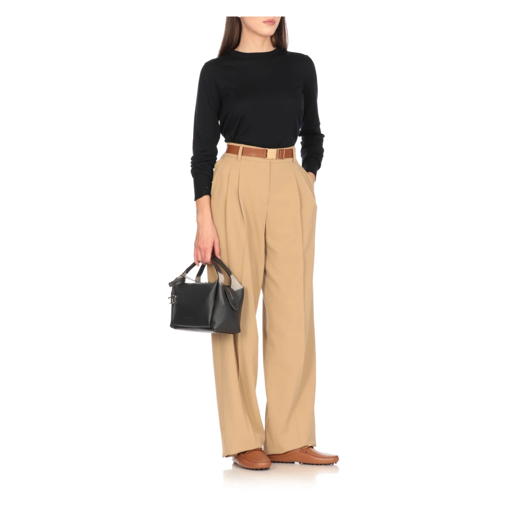 TOD'S Blauwe Pebble Leren Handtas met Afneembare Banden Blue Dames