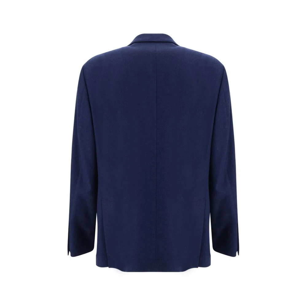 BRUNELLO CUCINELLI Wollen Blazer Jas met Contrasterende Knopen Blue Heren