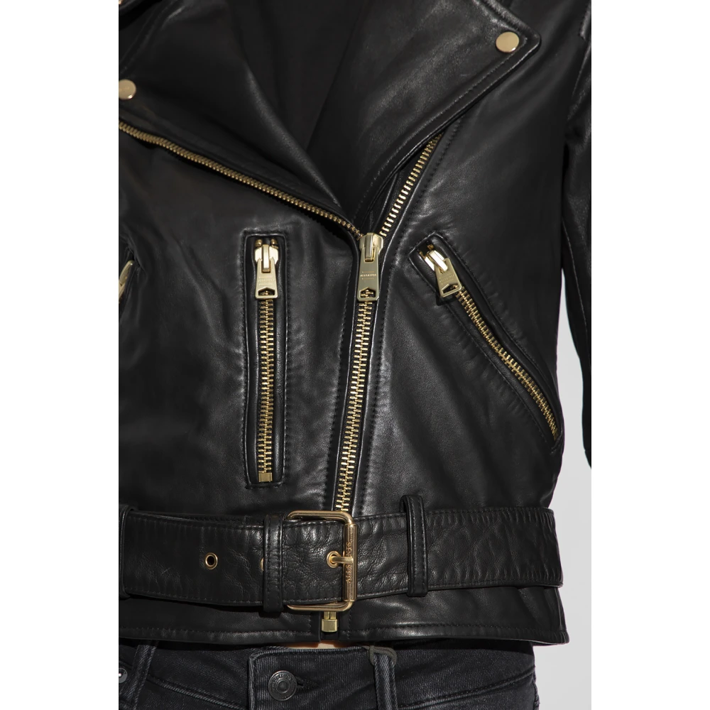 AllSaints Leren Jas Black Dames