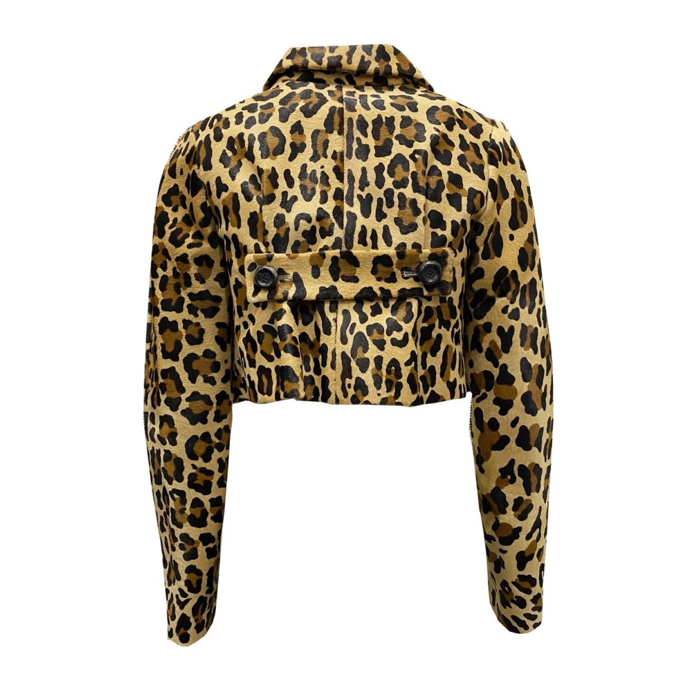 Dsquared2 Luipaard Kalfshaar Korte Jas Brown Dames