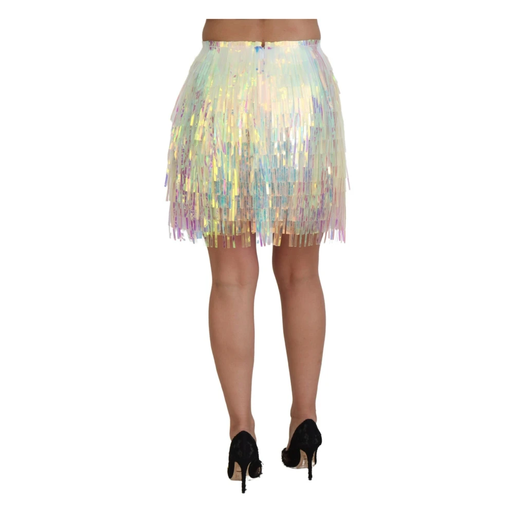 Dolce & Gabbana Glinsterende Franje Minirok Multicolor Dames