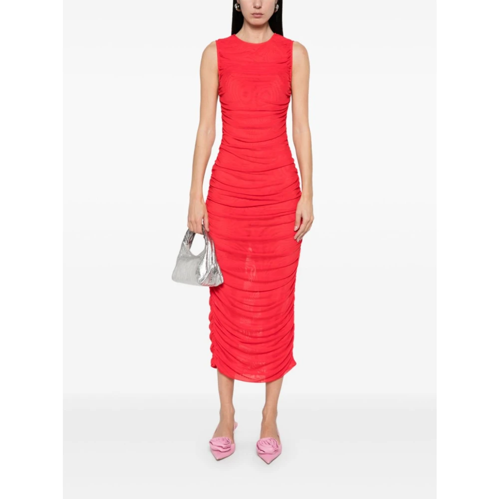 Rotate Birger Christensen Mesh Midi Jurk Red Dames