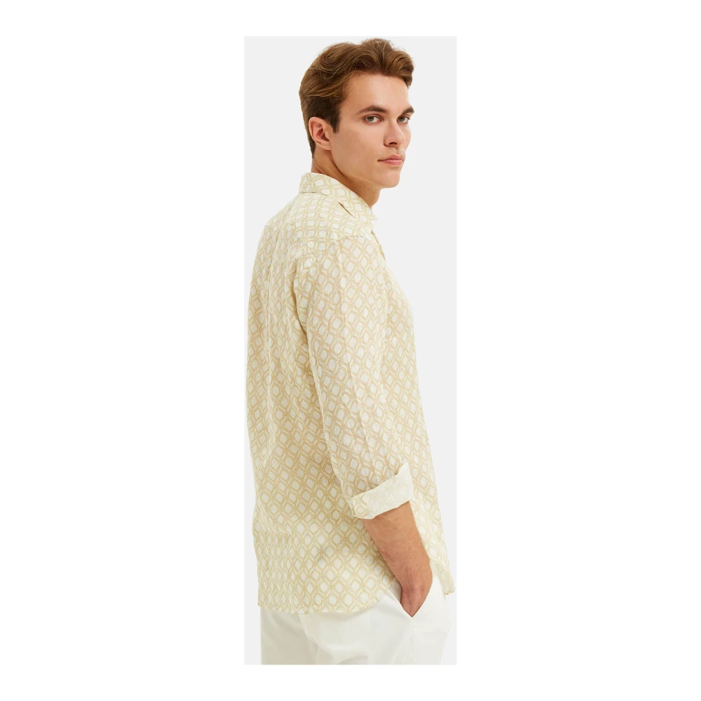 Peninsula Mediterrane Tegelprint Linnen Overhemd Multicolor Heren