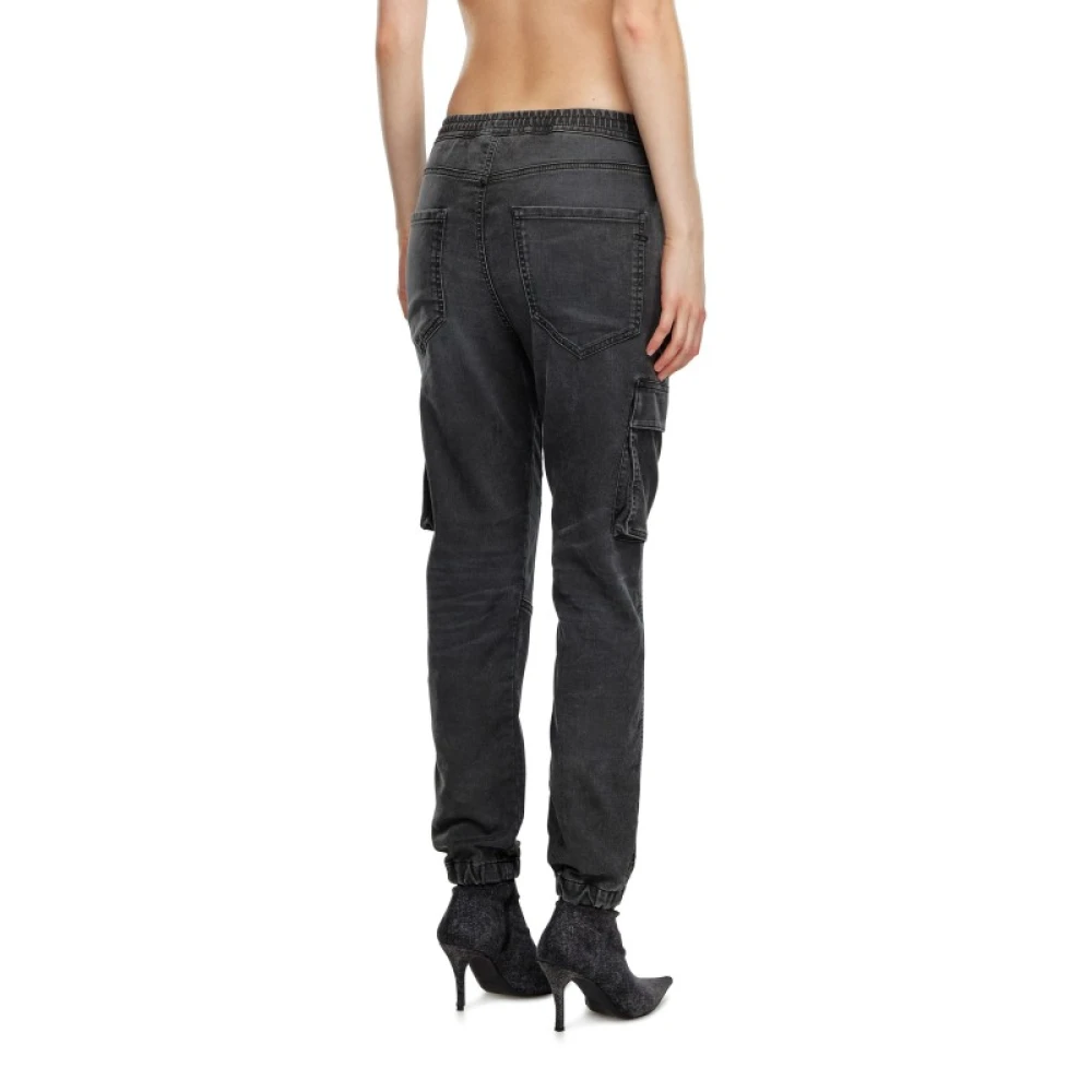Diesel Zwarte Slim Stretch Panel Cargo Jeans Gray Dames
