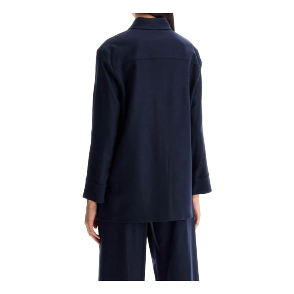 Max Mara Blauwe Cara Shirt in Wolflanel Blue Dames
