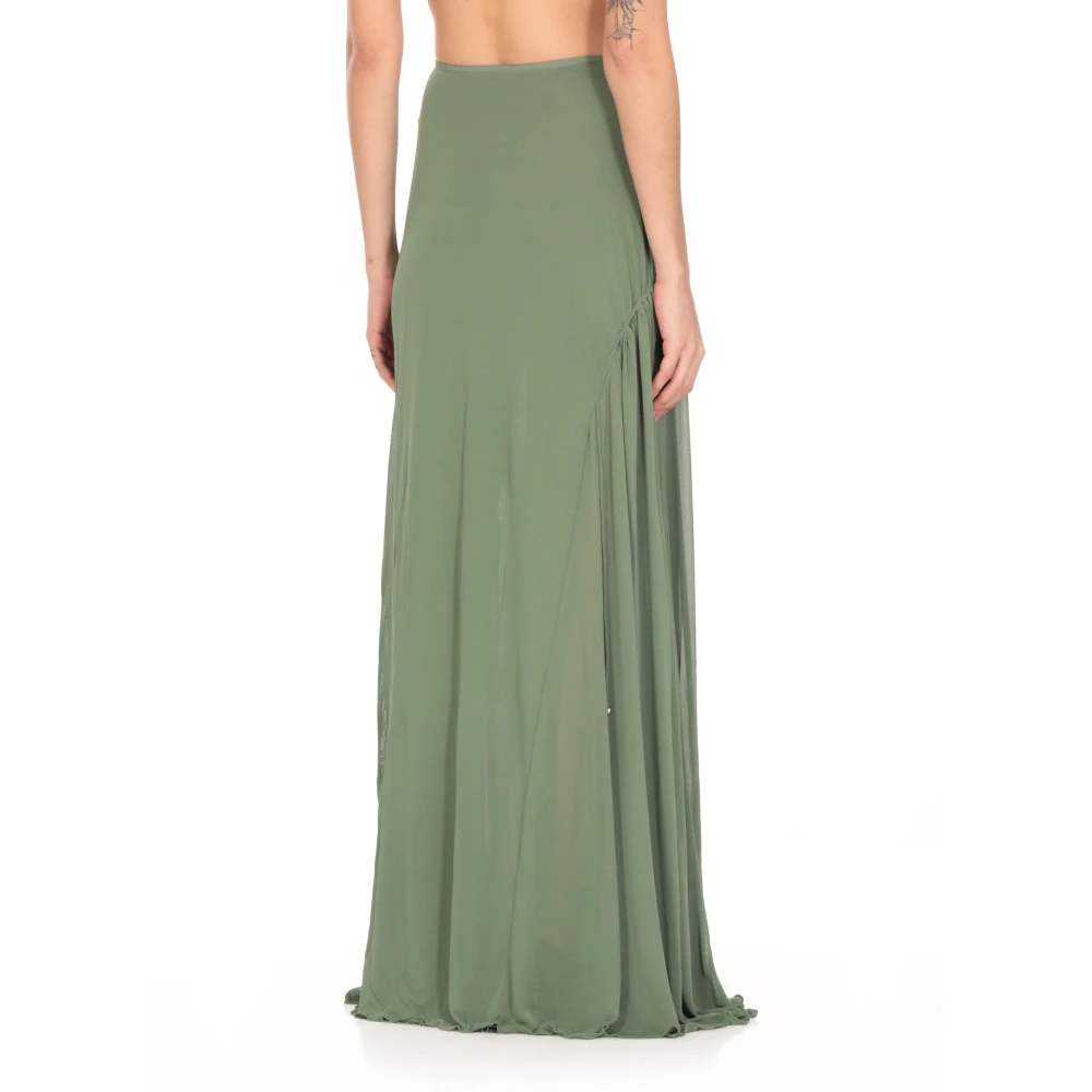 Lanvin Groene zijden rok met trekkoord Green Dames