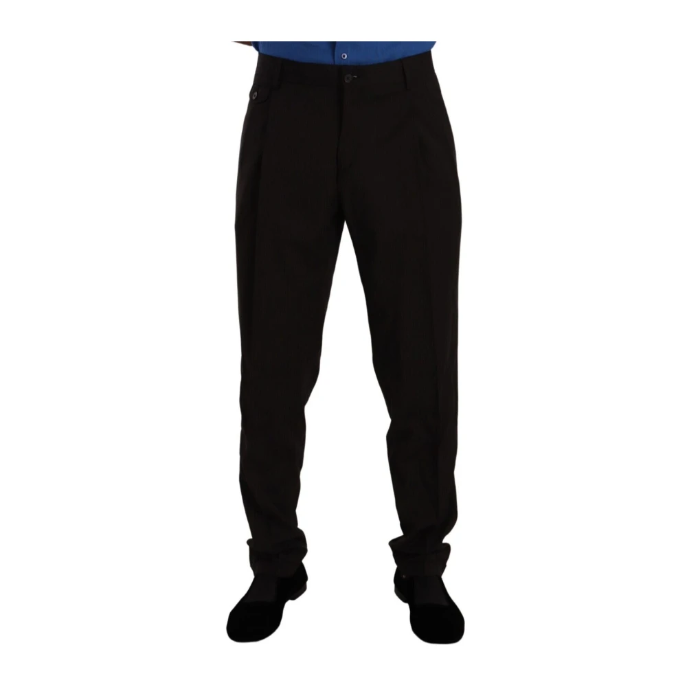 Dolce & Gabbana Men's Brown Wool Skinny Dress Trousers - Suit Trousers - 2XL - Trousers