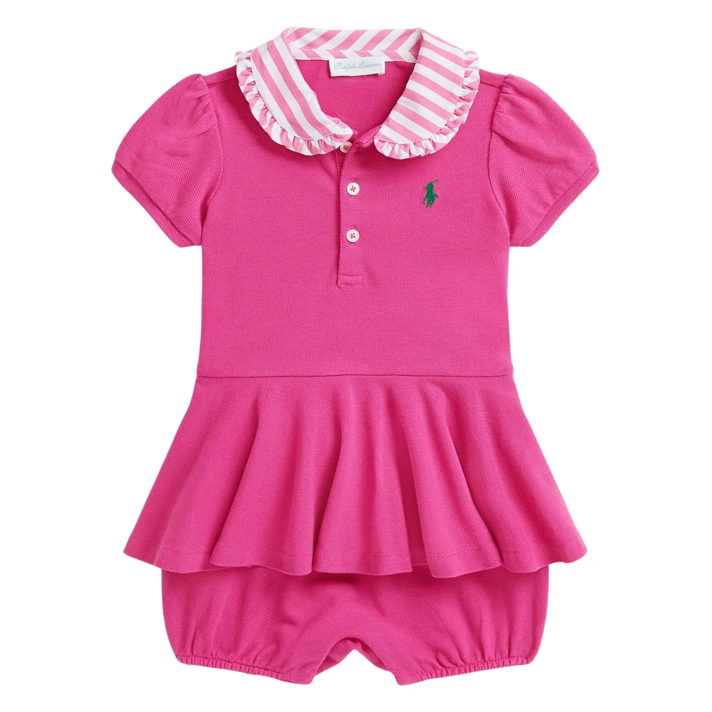 Ralph Lauren Women's Pink Peplum Polo Romper