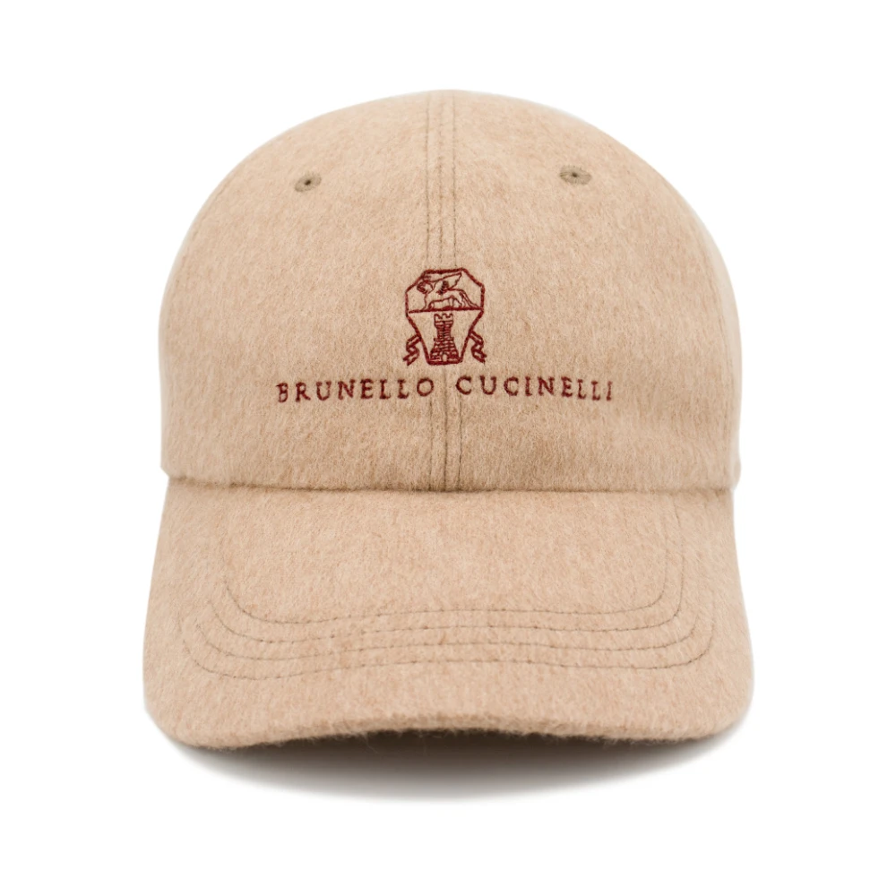 BRUNELLO CUCINELLI Luxe Cashmere Cap met Logo Borduurwerk Brown Heren