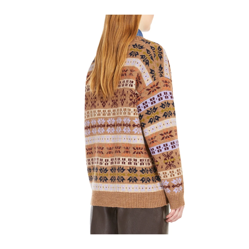 Max Mara Jacquard Cardigan met Oversized Pasvorm Multicolor Dames